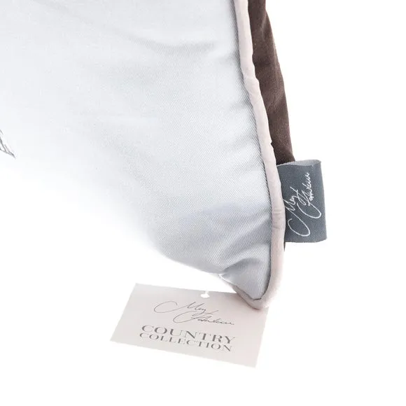 Square Cushion with Hare Print - White