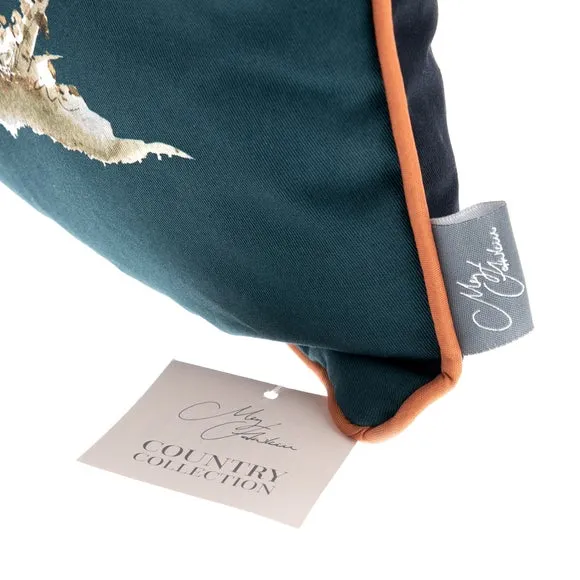 Square Cushion with Pheasant Print - Teal