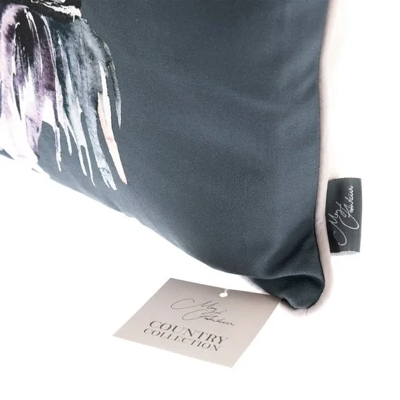 Square Cushion with Stag Print - Grey