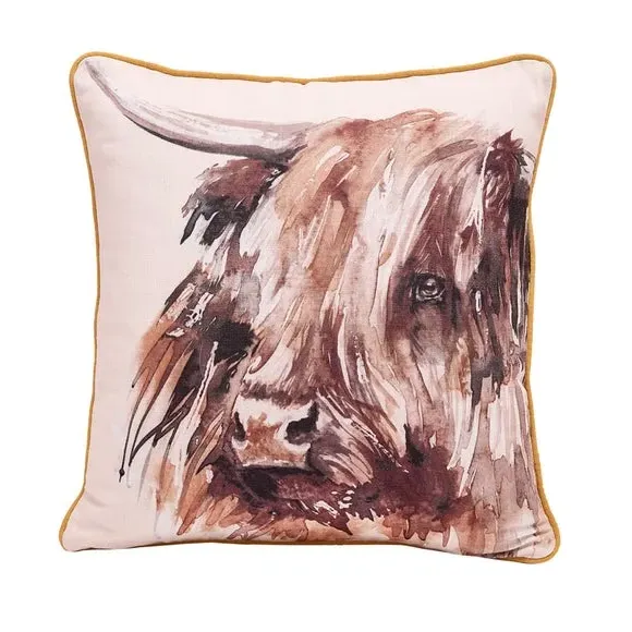Square Cushion with Wooden Buttons - Cream image