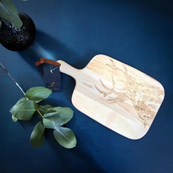 Stag Engraved Serving Board - Brown, Wood image
