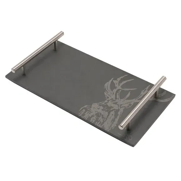 Stag Slate Tray with Handles - Black, Slate