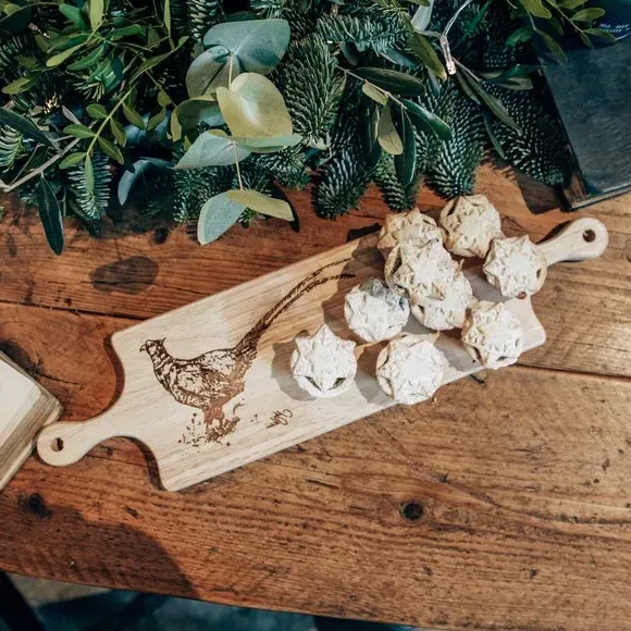 Wooden Serving Board with Handles - Brown, Wood