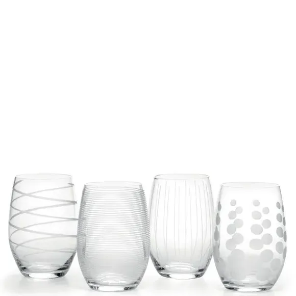 4-Piece Stemless Wine Glass Set - Clear Crystal