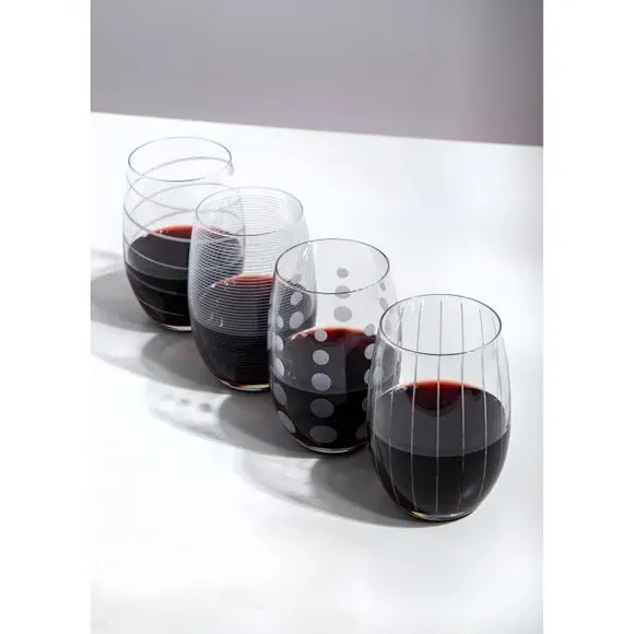 4-Piece Stemless Wine Glass Set - Clear Crystal