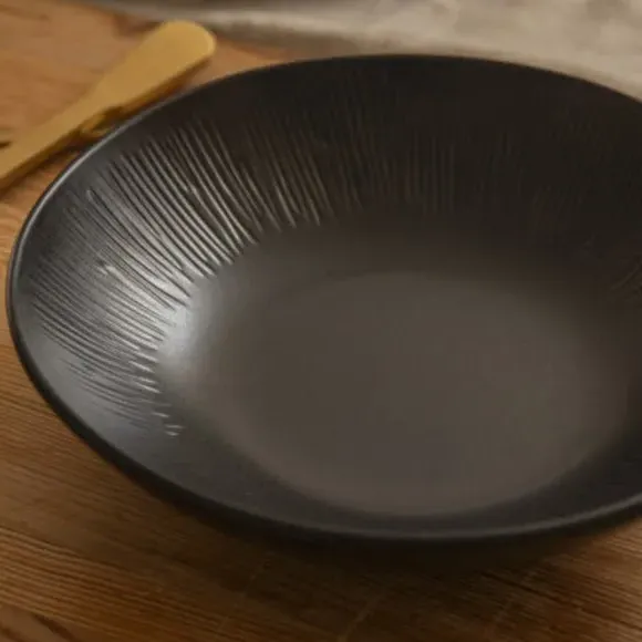 Set of 4 Pasta Bowls - Black, Stoneware