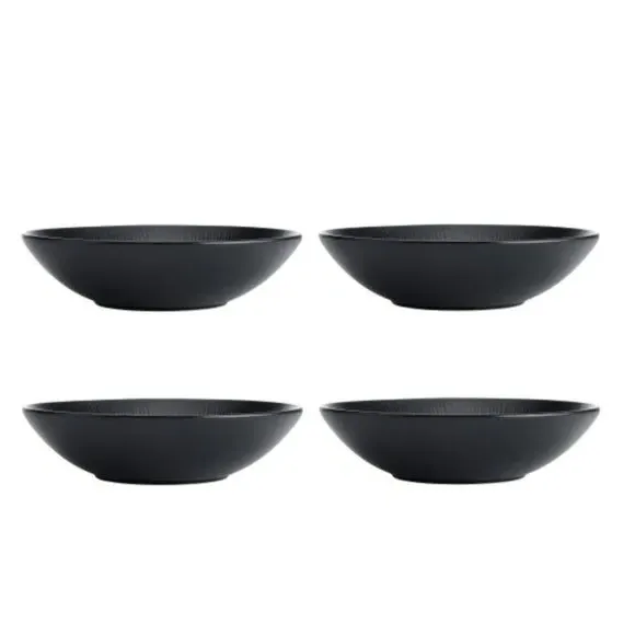 Set of 4 Pasta Bowls - Black, Stoneware