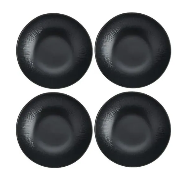 Set of 4 Pasta Bowls - Black, Stoneware