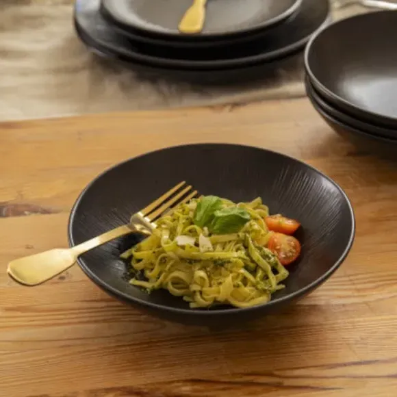 Set of 4 Pasta Bowls - Black, Stoneware image