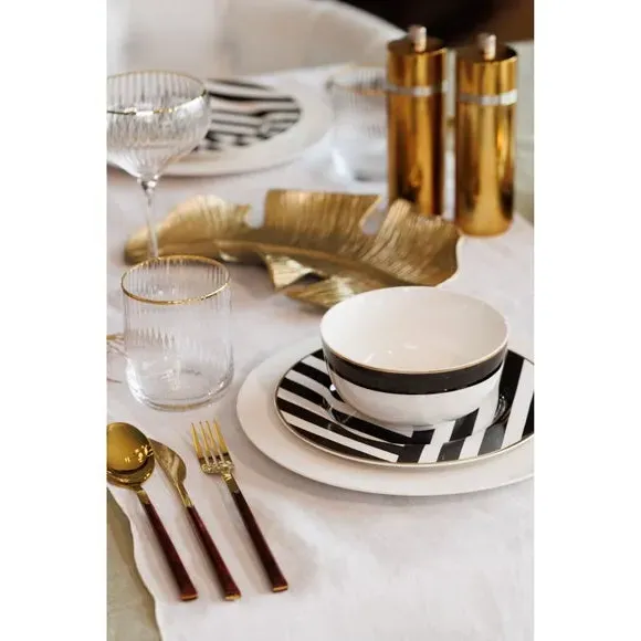 12-Piece Dinner Set Art Deco - Black, China image