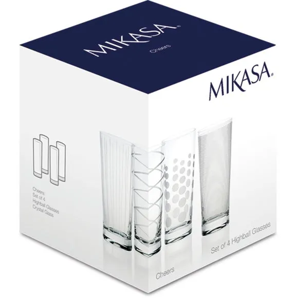 4-Piece Highball Glass Set - Clear, Crystal
