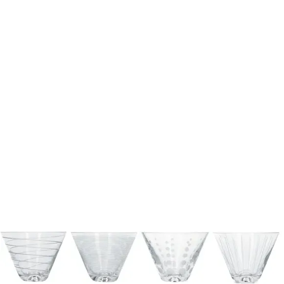 4-Piece Stemless Martini Glass Set - Clear Crystal