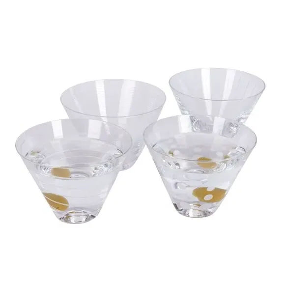 4-Piece Stemless Martini Glass Set - Clear Crystal