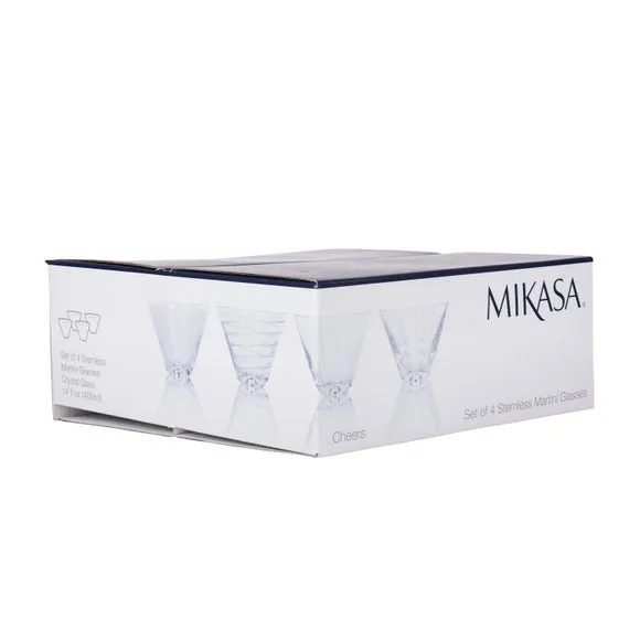 4-Piece Stemless Martini Glass Set - Clear Crystal