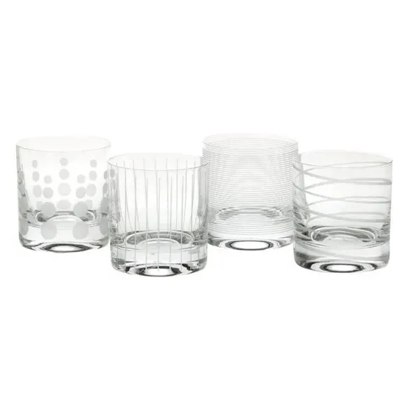 4-Piece Tumbler Set with Engravings - Clear Crystal