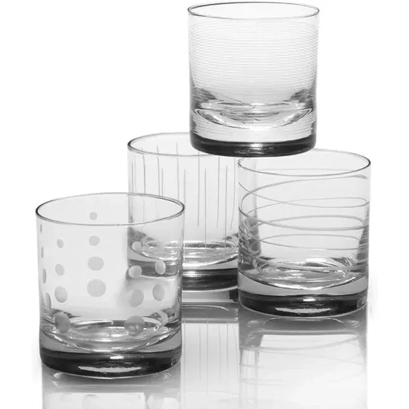 4-Piece Tumbler Set with Engravings - Clear Crystal
