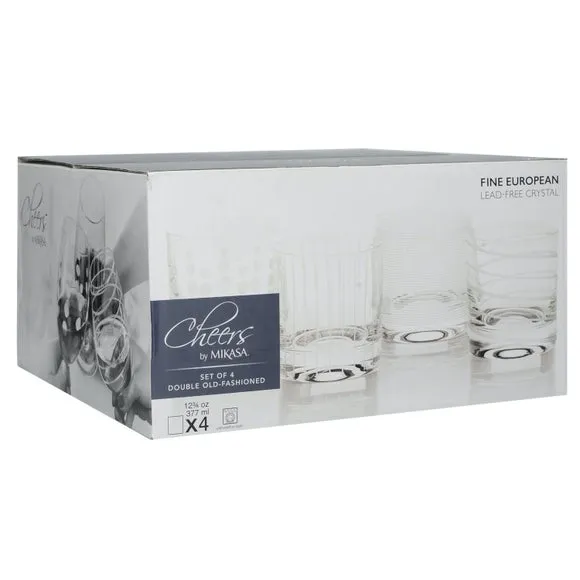 4-Piece Tumbler Set with Engravings - Clear Crystal