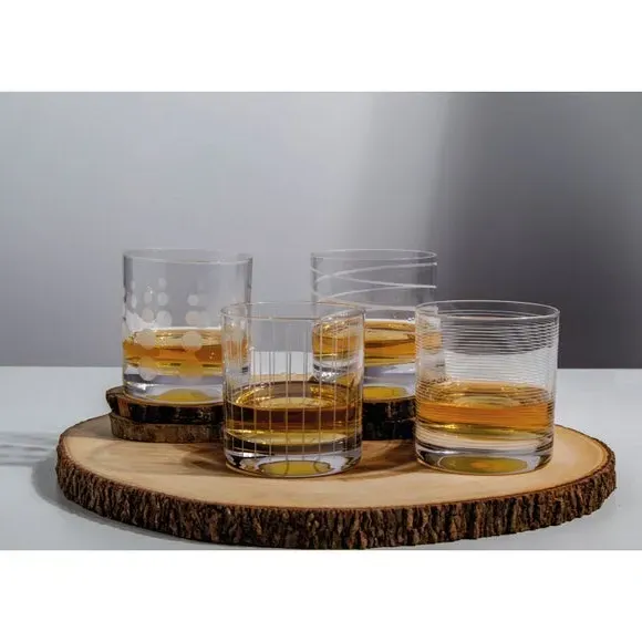 4-Piece Tumbler Set with Engravings - Clear Crystal