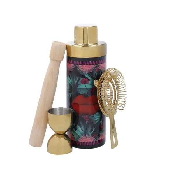 Cocktail Shaker Set with Accessories - Gold