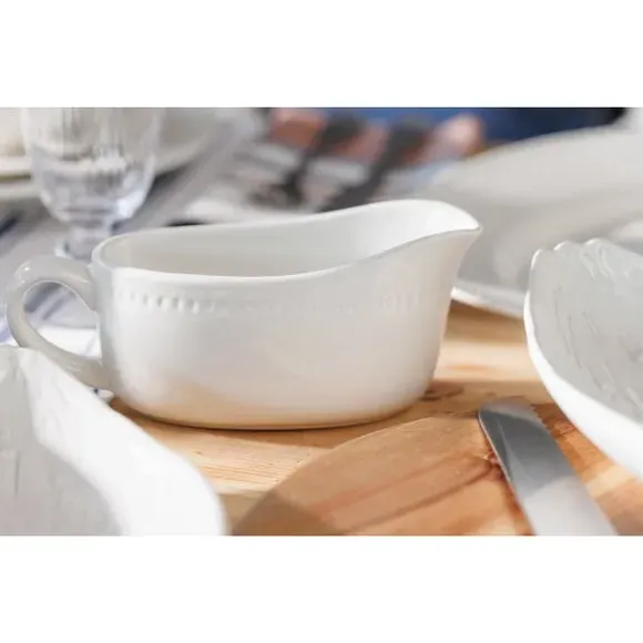 Gravy Boat with Handle - White, Stoneware image
