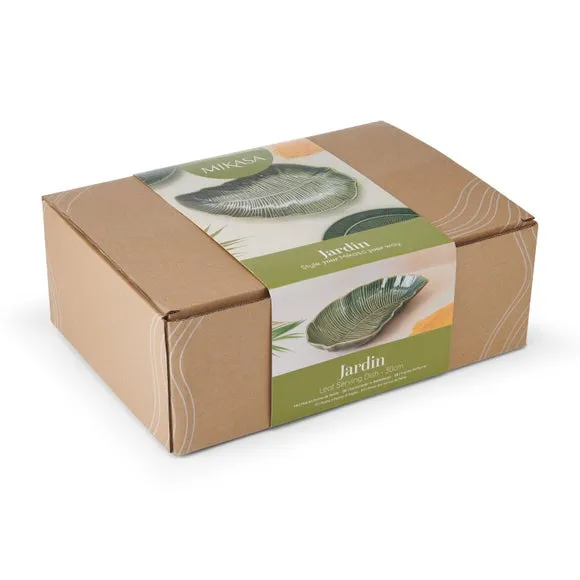 Leaf-Shaped Serving Platter - Green, Stoneware