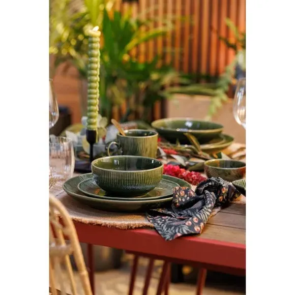 Set of 4 Cereal Bowls - Green, Stoneware