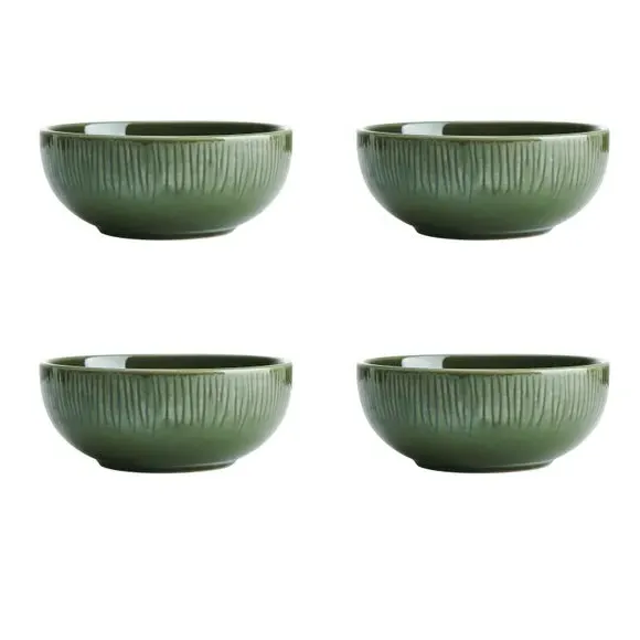 Set of 4 Cereal Bowls - Green, Stoneware