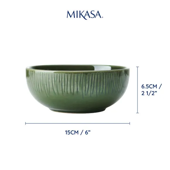 Set of 4 Cereal Bowls - Green, Stoneware
