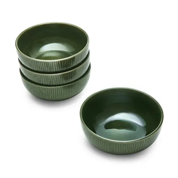Set of 4 Cereal Bowls - Green, Stoneware