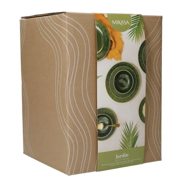 Set of 4 Cereal Bowls - Green, Stoneware
