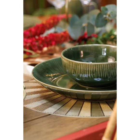 Set of 4 Cereal Bowls - Green, Stoneware