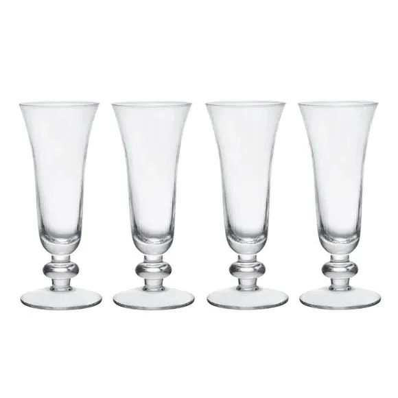 Set of 4 Champagne Flutes - Clear, Crystal Glass
