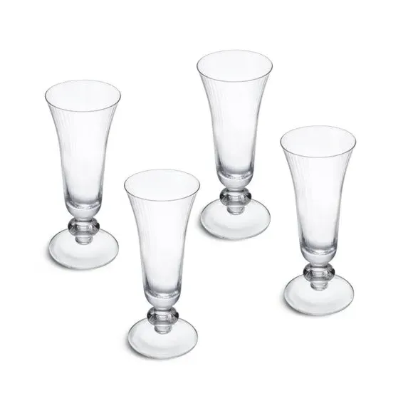 Set of 4 Champagne Flutes - Clear, Crystal Glass