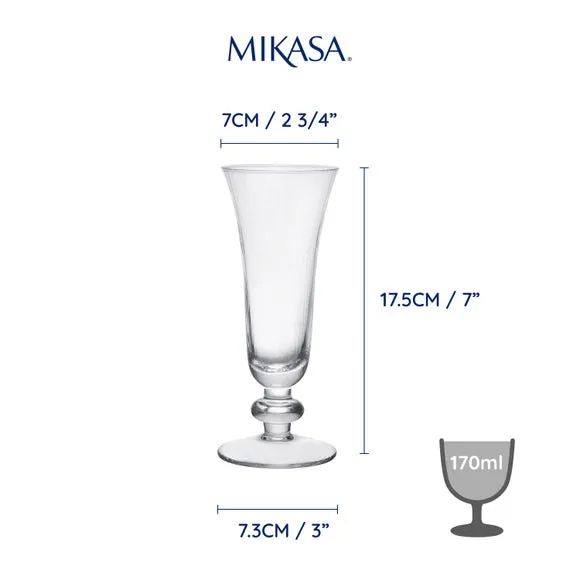 Set of 4 Champagne Flutes - Clear, Crystal Glass