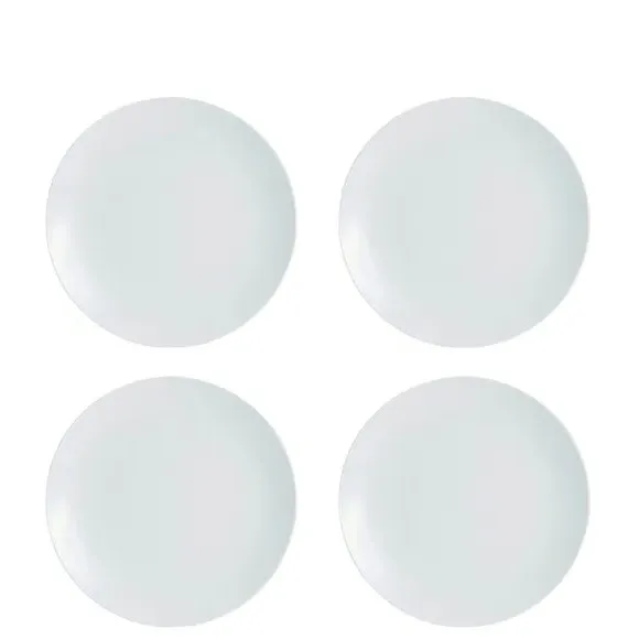 Set of 4 Dinner Plates - White, Porcelain