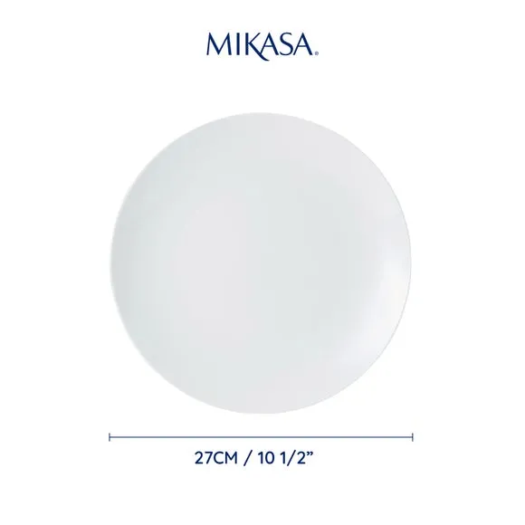 Set of 4 Dinner Plates - White, Porcelain