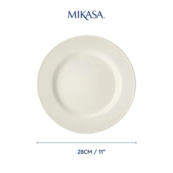 Set of 4 Dinner Plates - White, Stoneware