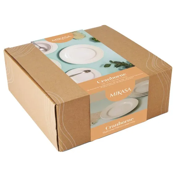 Set of 4 Dinner Plates - White, Stoneware