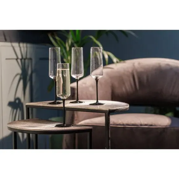 Set of 4 Flutes with Black Accents - Clear Crystal image