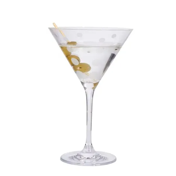Set of 4 Martini Glasses with Etched Design - Clear