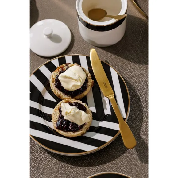 Set of 4 Side Plates Striped - Black/White, China image