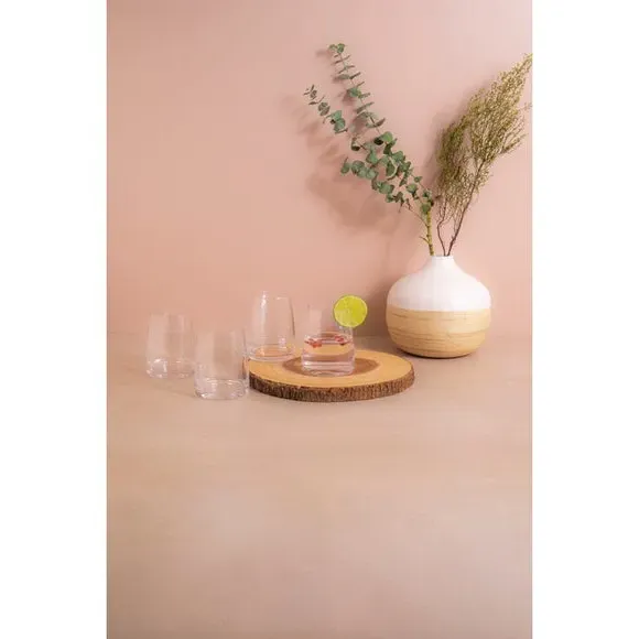 Set of 4 Stemless Wine Glasses - Clear, Crystal