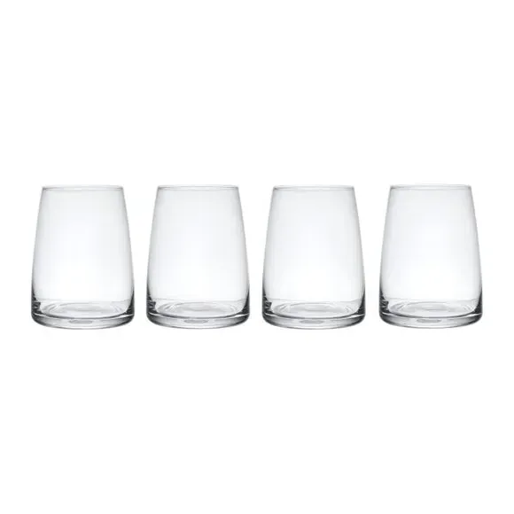 Set of 4 Stemless Wine Glasses - Clear, Crystal