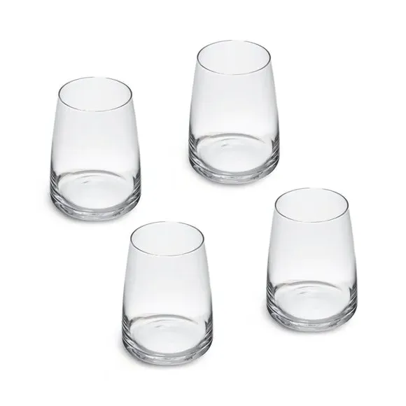 Set of 4 Stemless Wine Glasses - Clear, Crystal