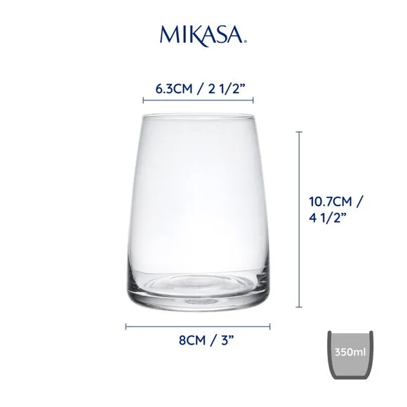 Set of 4 Stemless Wine Glasses - Clear, Crystal
