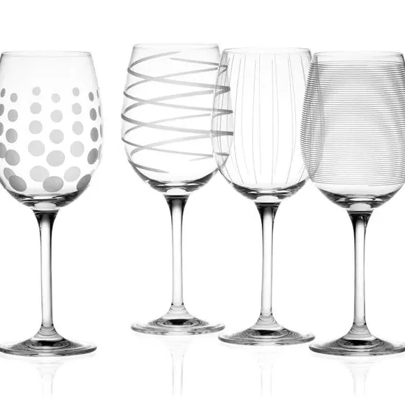 Set of 4 Wine Glasses - Clear, Crystal