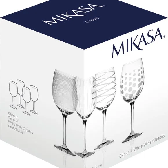 Set of 4 Wine Glasses - Clear, Crystal