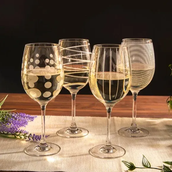 Set of 4 Wine Glasses - Clear, Crystal image