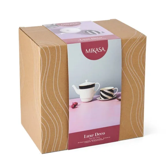 Tea for One Set with Gold Trim - Black, China