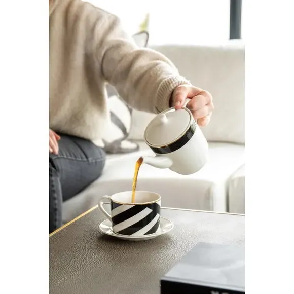 Tea for One Set with Gold Trim - Black, China image